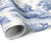 Toile de Jouy Blauw Frans Elegant Weiland Cadeaupapier (Rol Hoek)