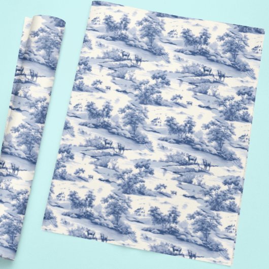 Toile de Jouy Blauw Frans Elegant Weiland Cadeaupapier