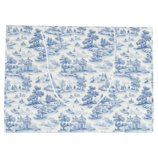 Toile de Jouy Blauw Stijl Elegant Frans Groot Cadeauzakje