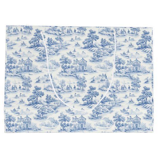 Toile de Jouy Blauw Stijl Elegant Frans Groot Cadeauzakje (Achterkant)