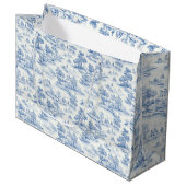 Toile de Jouy Blauw Stijl Elegant Frans Groot Cadeauzakje (Voorkant Gekanteld)