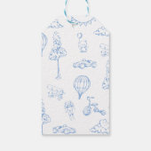 Toile De Jouy Blauwe Baby Shower Dank Je Cadeaulabel (Achterkant)