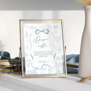 Toile de Jouy Blauwe Babykamer Jongens Luier Lotte Poster