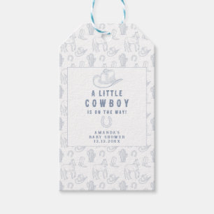 Toile de Jouy Blauwe Cowboy Western Baby Shower Cadeaulabel