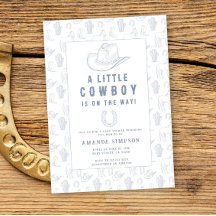 Toile de Jouy Blauwe Cowboy Western Baby Shower