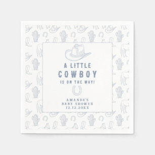 Toile de Jouy Blauwe Cowboy Western Baby Shower Servet