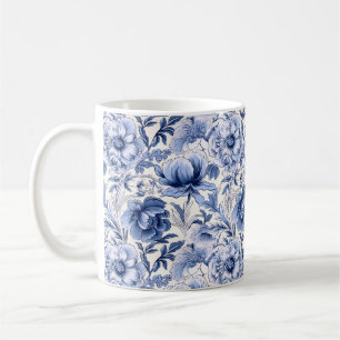 Toile de Jouy. Blauwe Franse toile. Koffiemok