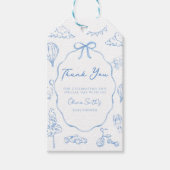 Toile De Jouy Blauwe Jongen Baby Shower Dank Je Cadeaulabel (Voorkant)