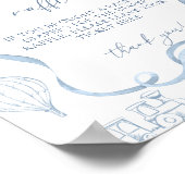 Toile de Jouy Blauwe Kwekerij Jongen Luier Raffle Poster (Hoek)