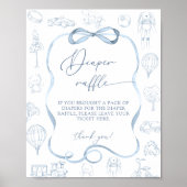 Toile de Jouy Blauwe Kwekerij Jongen Luier Raffle Poster (Voorkant)