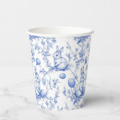 Toile De Jouy Blauwe Paashaas Papieren Bekers (Achterkant)