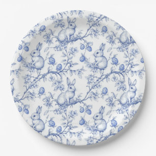 Toile De Jouy Blauwe Paashaas Papieren Bordje