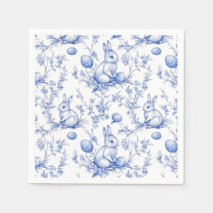 Toile De Jouy Blauwe Paashaas Servet
