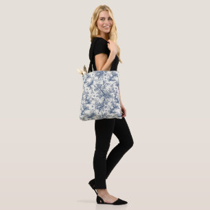 Toile de Jouy Blauwe Vlindertuin Tote Bag