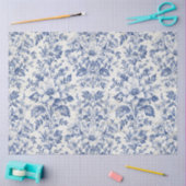 Toile de Jouy Bloemen Blauw Wit Ephemera Decoupage Tissuepapier (Craft)