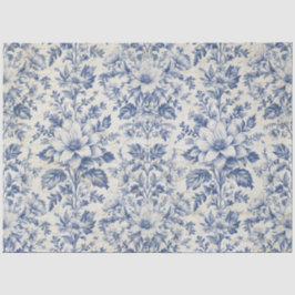 Toile de Jouy Bloemen Blauw Wit Ephemera Decoupage Tissuepapier