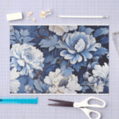 Toile de Jouy bloemen in blauw op leeftijd Tissuepapier (Craft)