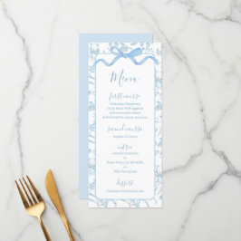 Toile de jouy Blue Baby shower Boy Menu Kaart