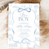 Toile De Jouy Blue Baby shower Kaart