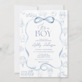 Toile De Jouy Blue Baby shower Kaart (Voorkant)