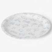 Toile de Jouy Blue Baby shower Papieren Bordje (Gekanteld)