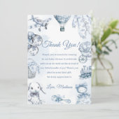 Toile De Jouy Blue Baby Shower Party Kaart (Staand voorkant)