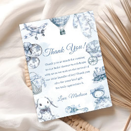 Toile De Jouy Blue Baby Shower Party Kaart