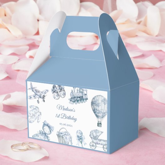 Toile De Jouy Blue Birthday Party Bedankdoosjes (Huwelijk)