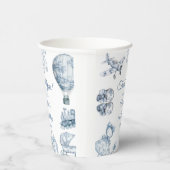 Toile De Jouy Blue Birthday Party Papieren Bekers (Rechts)