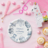 Toile De Jouy Blue Birthday Party Papieren Bordje (Feest)