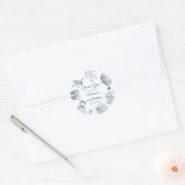 Toile De Jouy Blue Birthday Party  Ronde Sticker (Envelop)
