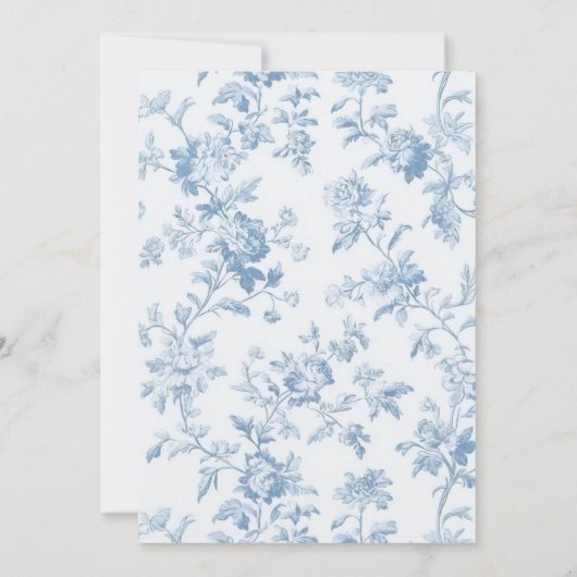 Toile de Jouy Blue Bow Baby shower Uitnodiging (Achterkant)