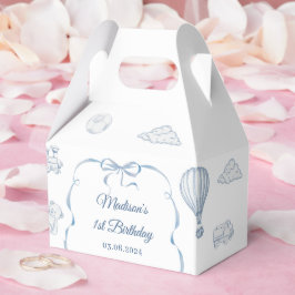 Toile De Jouy Blue Bow Birthday Party Bedankdoosjes