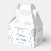 Toile De Jouy Blue Bow Birthday Party Bedankdoosjes (Voorkant Zijde)