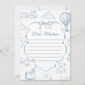 Toile De Jouy Blue Bow Capsule Note Message Card Kaart (Voorkant)