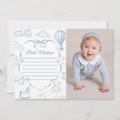 Toile de Jouy Blue Bow Capsule Opmerking Bericht K Kaart (Voorkant)