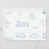 Toile de Jouy Blue Bow Capsule Opmerking Bericht K Kaart (Achterkant)
