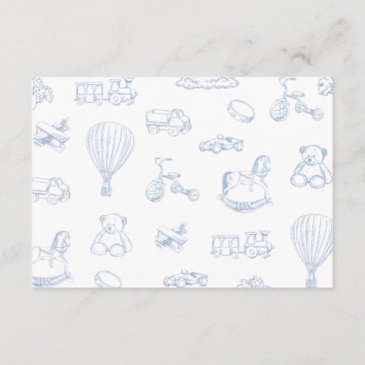 Toile de Jouy Blue Bow Chinoiserie Boeken voor Bab Informatiekaartje (Achterkant)