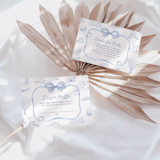 Toile de Jouy Blue Bow Chinoiserie Boeken voor Bab Informatiekaartje