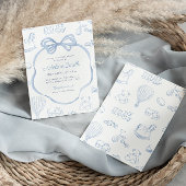 Toile de Jouy Blue Bow Chinoiserie Boy Baby shower Kaart