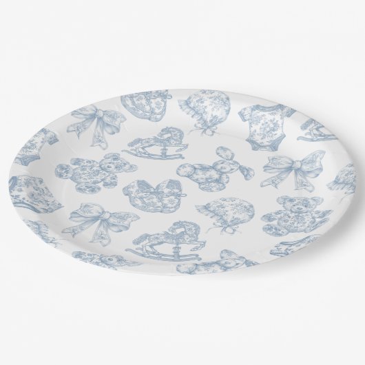 Toile de Jouy Blue Bow Paper Bord (Gekanteld)