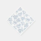 Toile de Jouy Blue Bow Paper Bord Servet (Hoek)