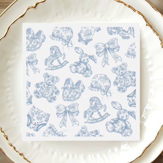 Toile de Jouy Blue Bow Paper Bord Servet