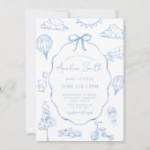 Toile De Jouy Blue Boy Baby shower Kaart (Voorkant)