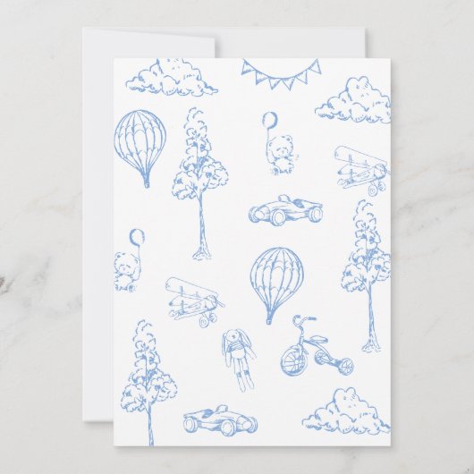Toile De Jouy Blue Boy Baby shower Kaart (Achterkant)