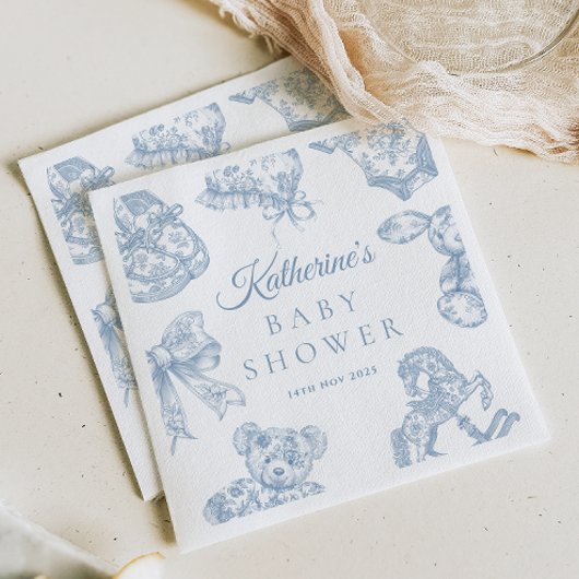 Toile de Jouy Blue Boy Baby shower Servet