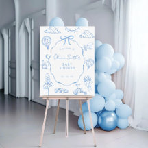 Toile De Jouy Blue Boy Baby shower Welkom