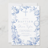 Toile De Jouy Blue  Boy Baptism Kaart (Voorkant)