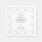 Toile de Jouy Blue Cowboy Western Baby shower Servet (Voorkant)