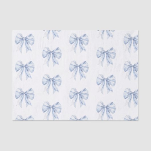 Toile de Jouy Blue Elegant Bow Tissuepapier (Voorkant)